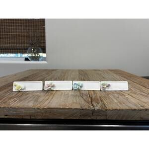 Vintage Ardalt Japan Porcelain Floral Knife Rests Set of 4 Mid Century